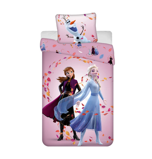Frozen Baumwoll-Bettwäsche 140x200 cm Deckenbezug + 50x70 cm Kissenbezug mit Reißverschluss