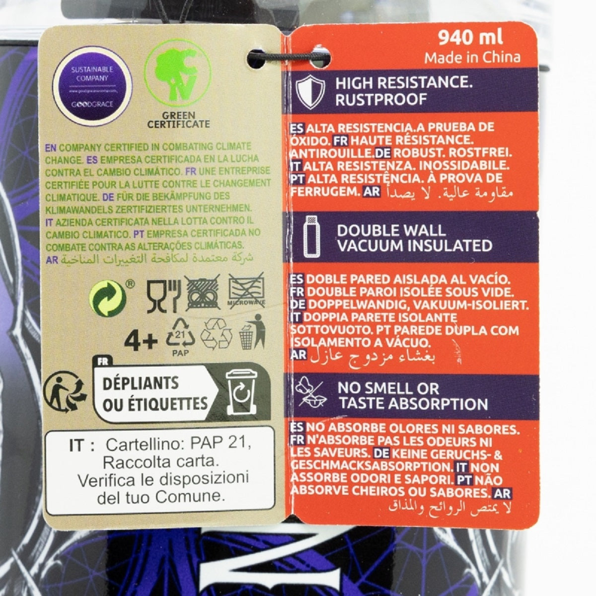 Wednesday Isolierter Trinkflasche Thermobecher für unterwegs – 940 ml, mit Strohhalm