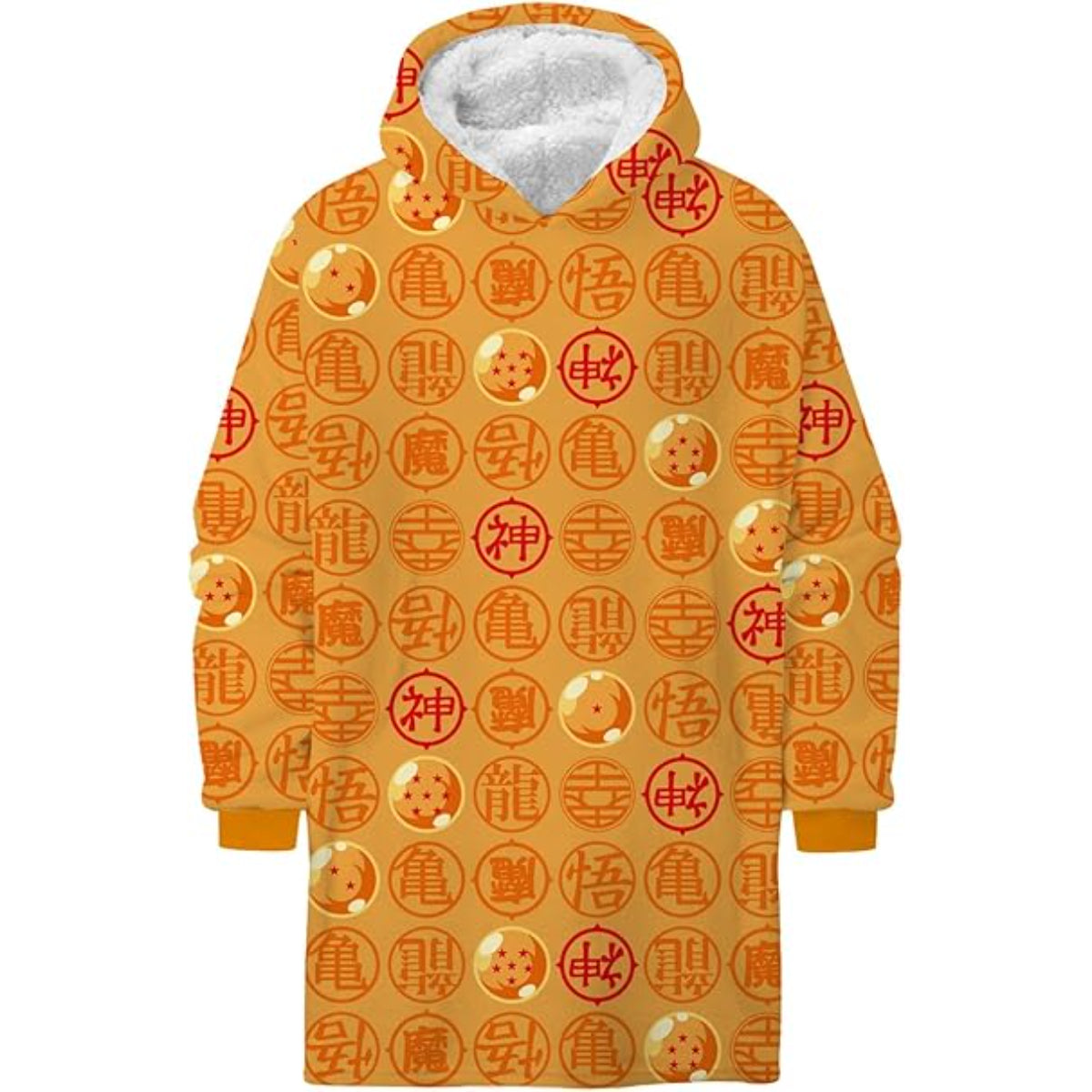 Dragon Ball Hoodie Blanket Groß 75 × 70 cm Kuscheldecke mit Ärmeln und Kapuze Oversize