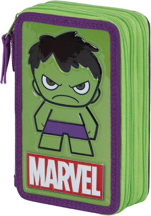 Marvel Hulk Federmappe – Großes 3-Fach Mäppchen, Komplett Gefüllt, 14 x 21 cm