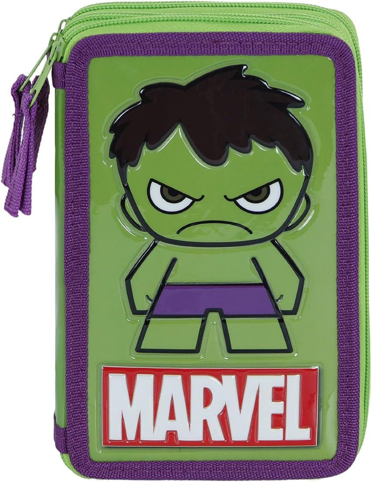 Marvel Hulk Federmappe – Großes 3-Fach Mäppchen, Komplett Gefüllt, 14 x 21 cm