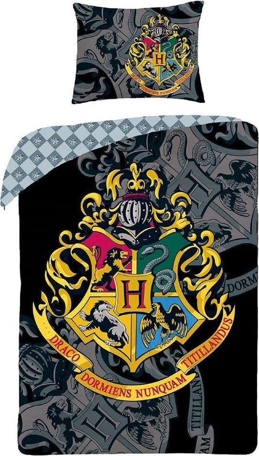 Harry Potter Bettwäsche Set aus Baumwolle Bettdeckenbezug 140 × 200 cm mit 70 × 90 cm Kissenbezug