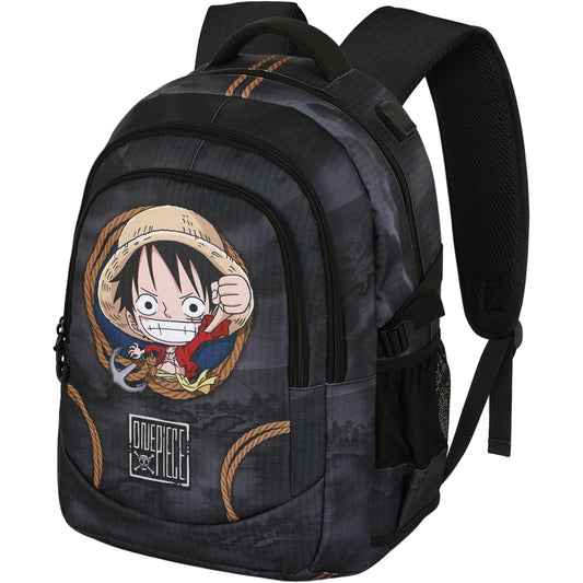 One Piece Schulrucksack Schwarz 28 L mit Frontfach und Laptopfach