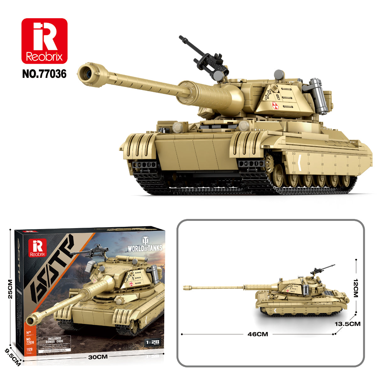 Reobrix 77036 60TP Twardy Panzer Klemmbaustein Set 1128 Teile