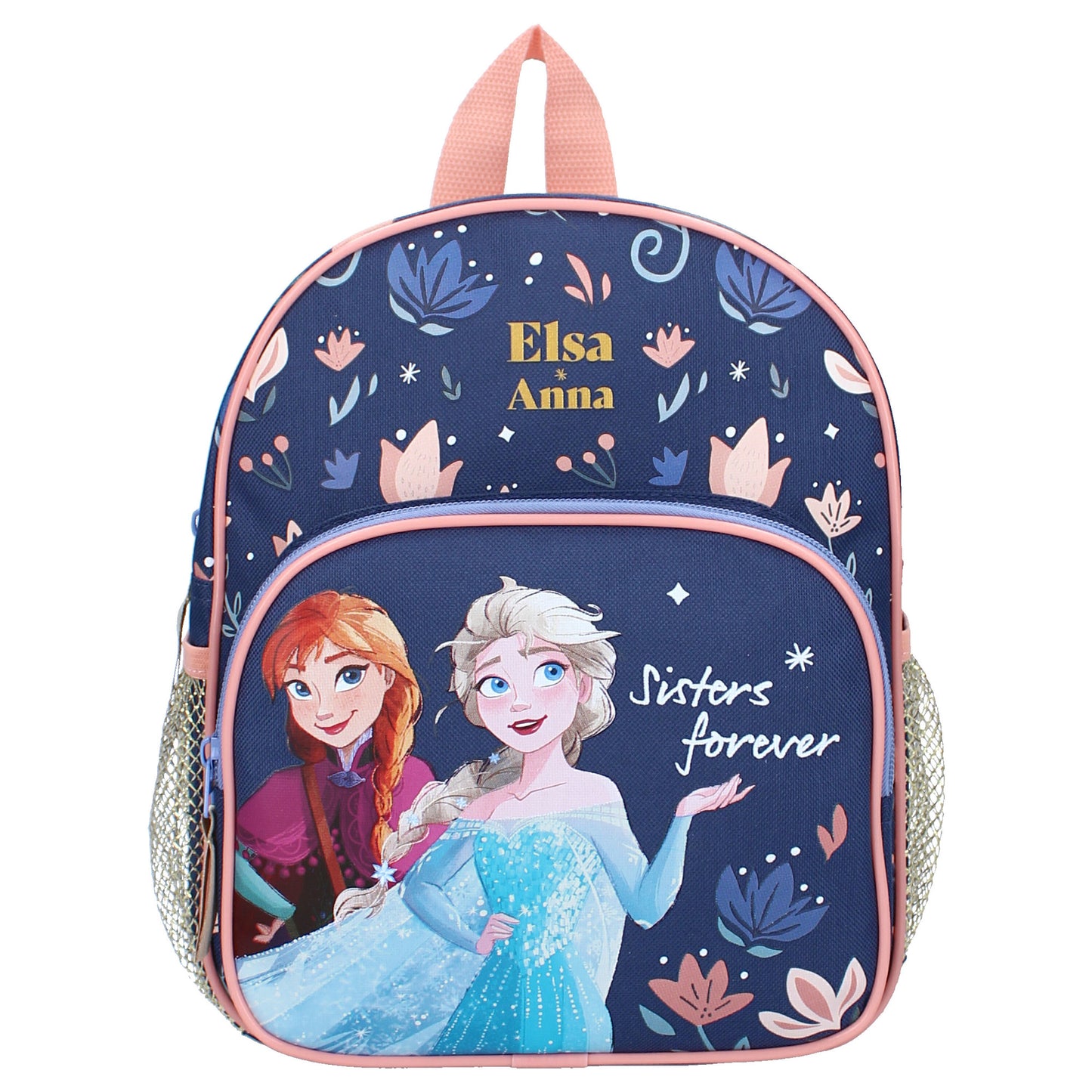 Frozen 2 Kinderrucksack – Mädchen Tasche mit Anna und Elsa, rosa-blaue Schultasche