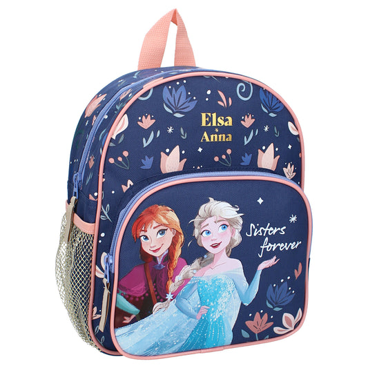 Frozen 2 Kinderrucksack – Mädchen Tasche mit Anna und Elsa, rosa-blaue Schultasche