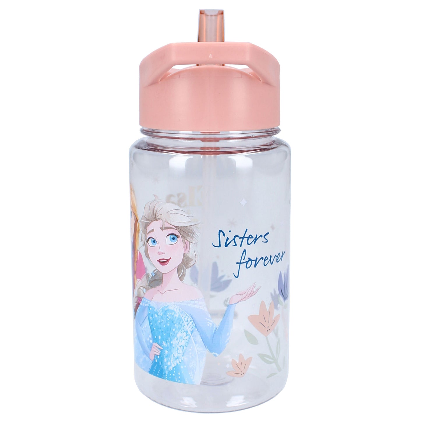 Disney Frozen II 450 ml Wasserflasche – Kinderflasche mit Griff & Strohhalm