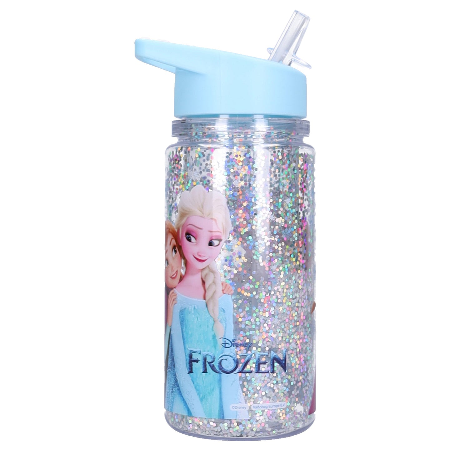 Disney Frozen II Trinkflasche Kinder 300 ml mit Strohhalm Doppelwand Flasche Elsa Anna Glitzer