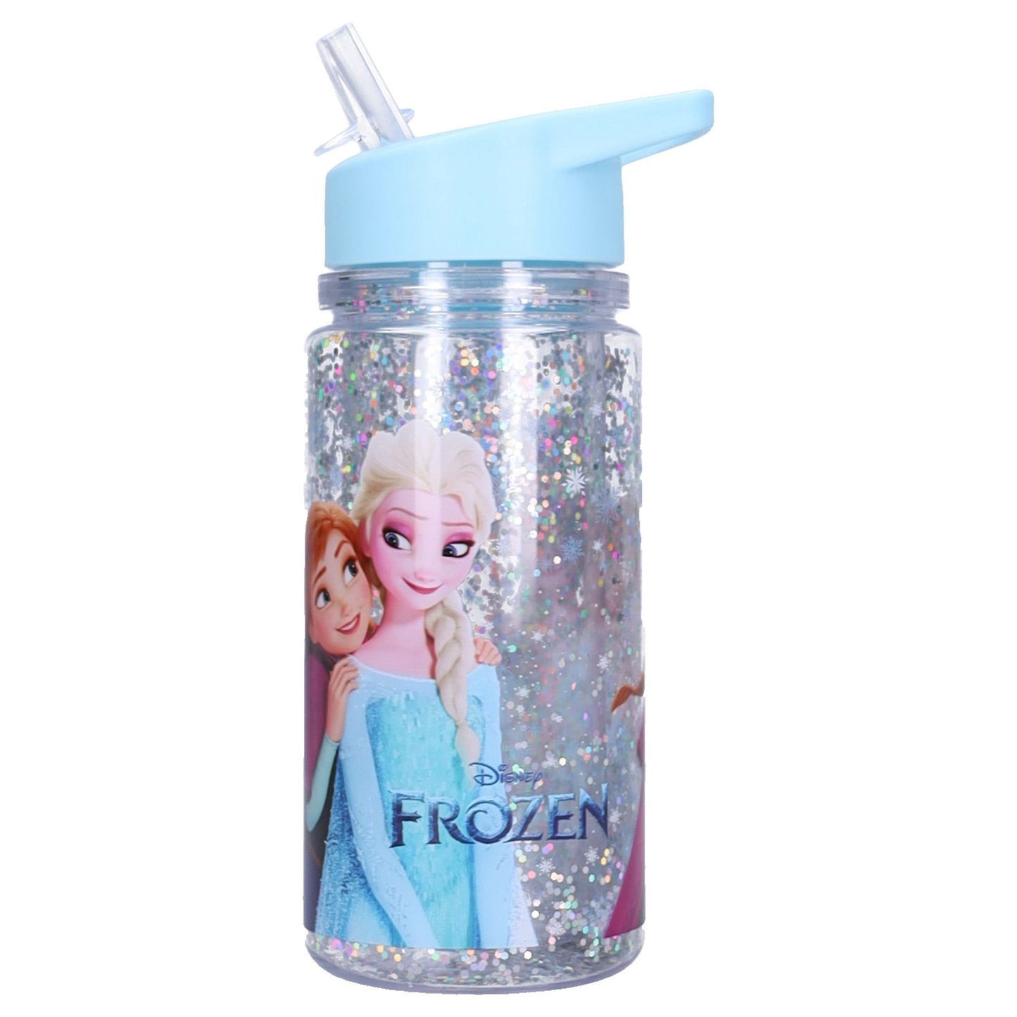 Disney Frozen II Trinkflasche Kinder 300 ml mit Strohhalm Doppelwand Flasche Elsa Anna Glitzer