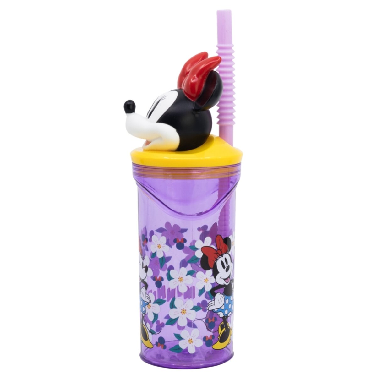 Disney Minnie Mouse Becher 3D Kindertrinkbecher 360 ml mit Strohhalm & Figurdeckel