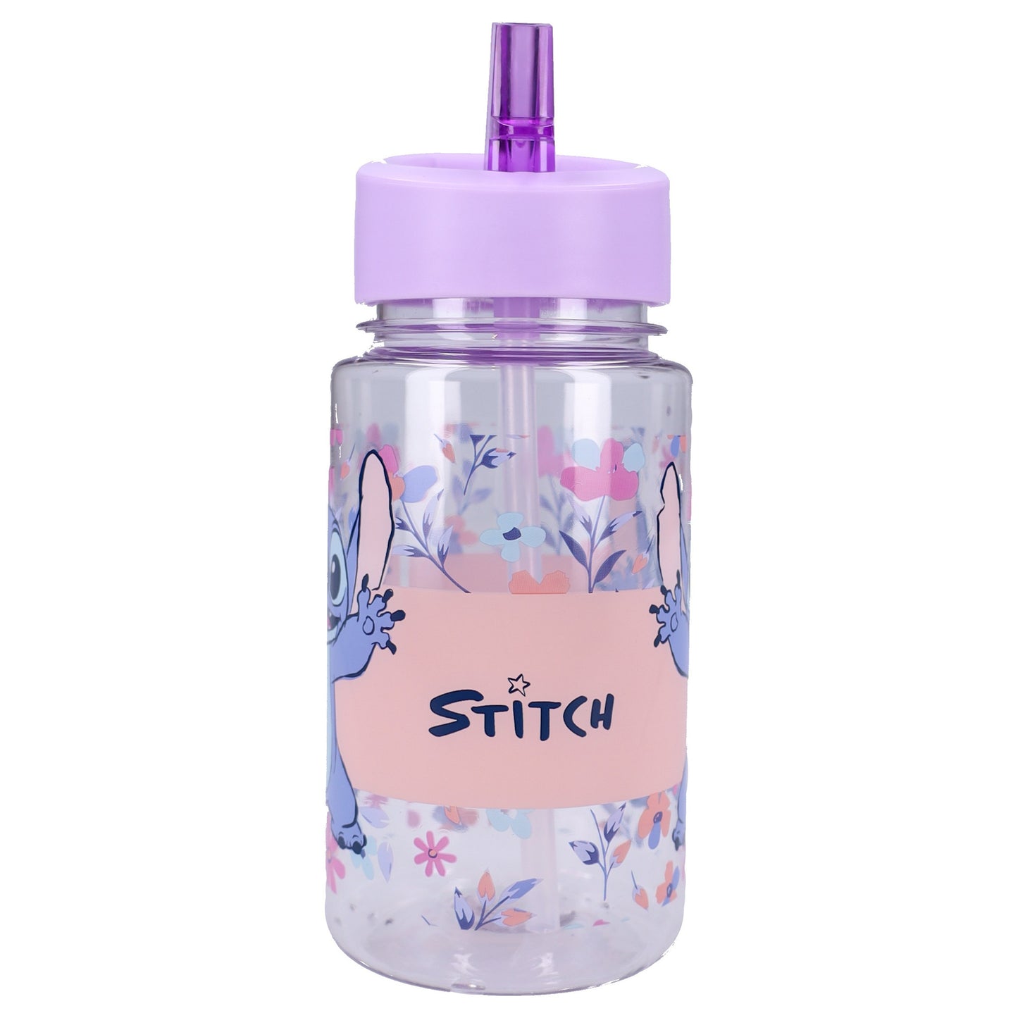 Disney Stitch Kinder Trinkflasche 450 ml Drink Up mit Strohhalm für Schule und Ausflug