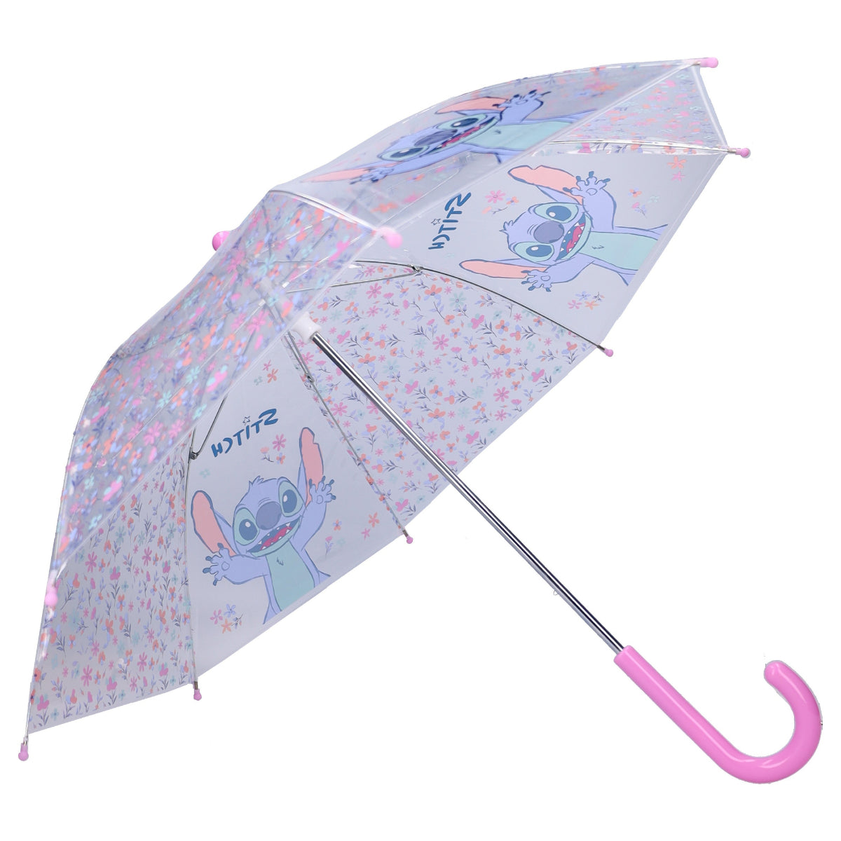 Disney Stitch Ø 71 cm Kinderregenschirm mit Blumenmuster für Mädchen