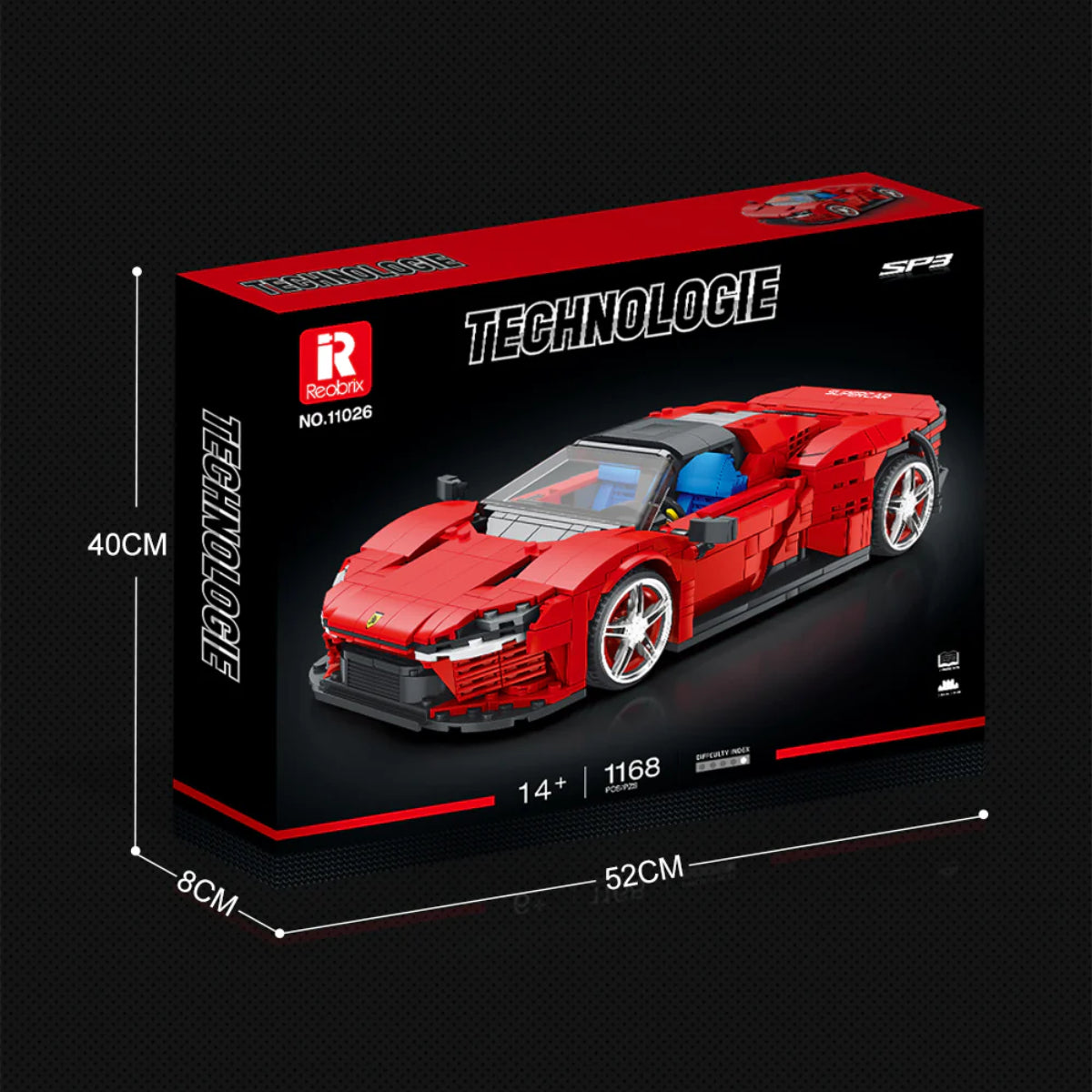 Reobrix 11026 Rennwagen 1:16 Klemmbaustein Auto 1168 Teile ab 14