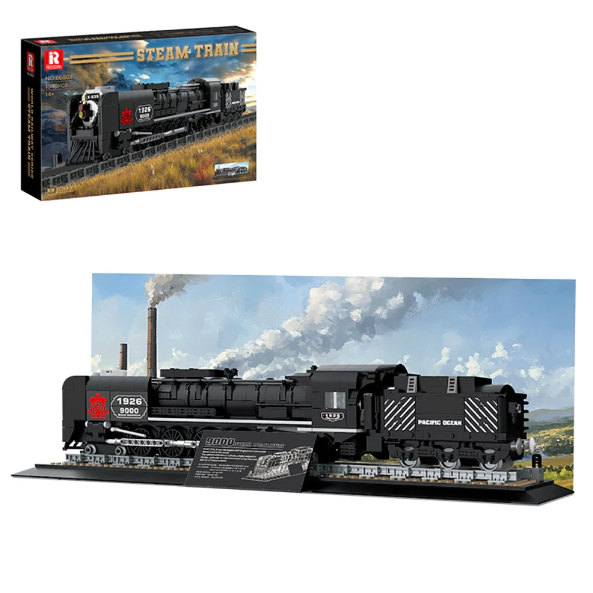 Reobrix 66801 Dampflokomotive Klemmbaustein Zugmodell 1546 Teile ab 14