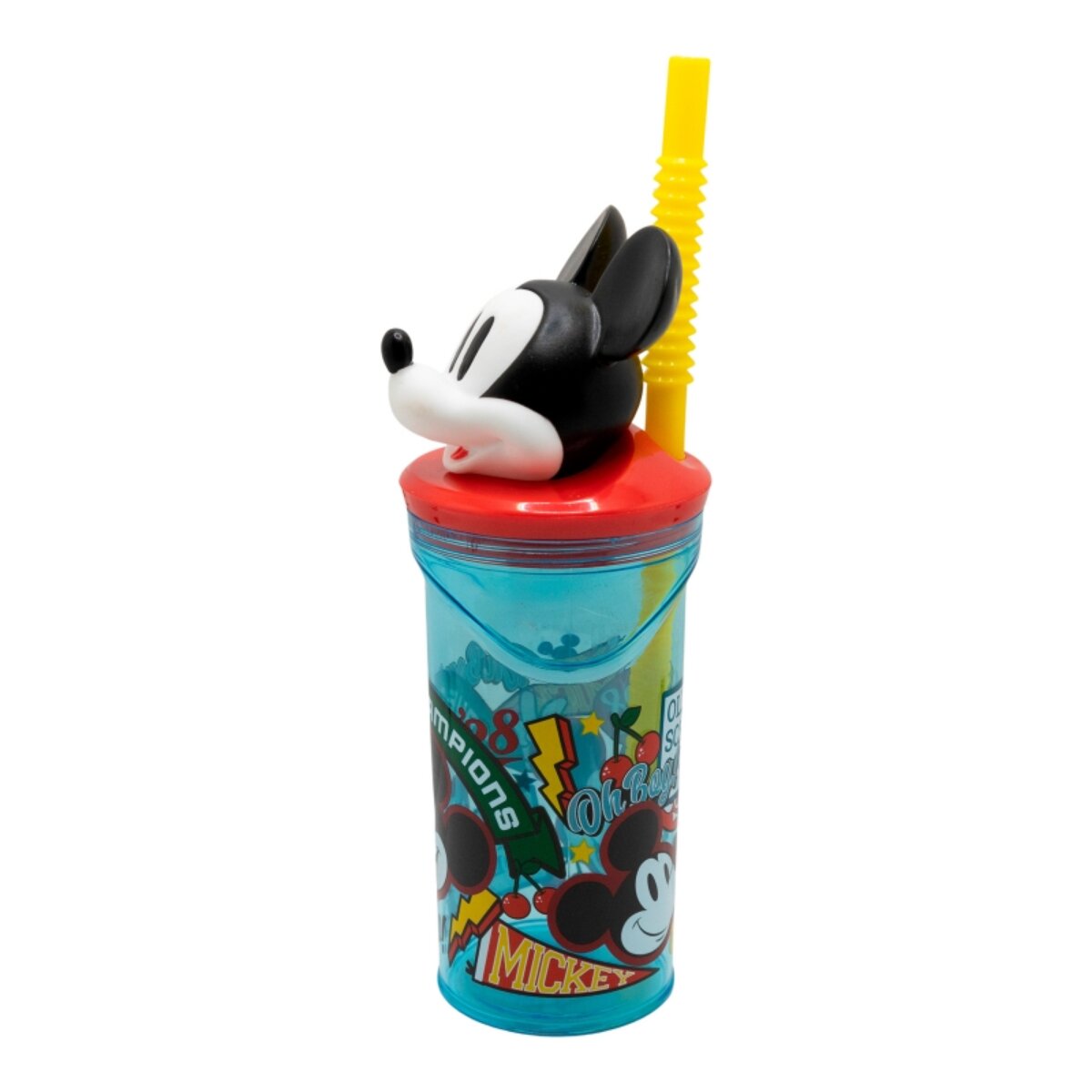 Disney Mickey Mouse Becher 3D Kindertrinkbecher 360 ml mit Strohhalm & Figurdeckel