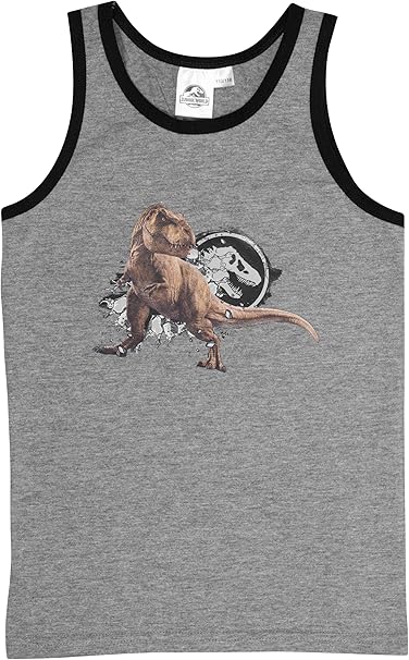 United Labels Jurassic World Unterhemd für Jungen Kinder Tank Top Hemdchen Unterwäsche Grau (2er Pack)