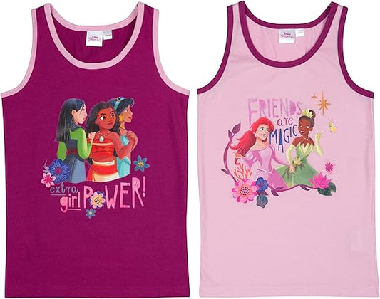 Disney Princess Unterhemd für Mädchen Hemdchen Tank Top Unterwäsche Lila/Rosa (2er Pack)