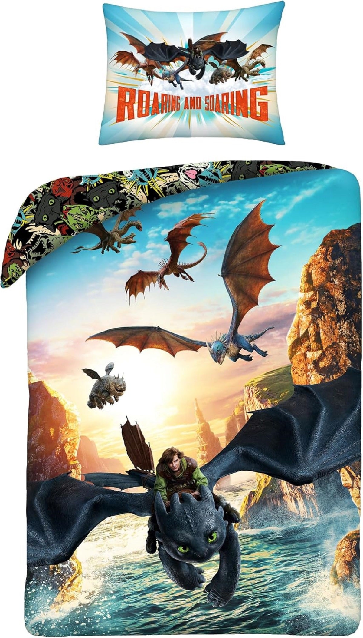 Drachenzähmen leicht gemacht Bettwäsche Set aus Mikrofaser Bettdeckenbezug 140 × 200 cm mit 70 × 90 cm Kissenbezug