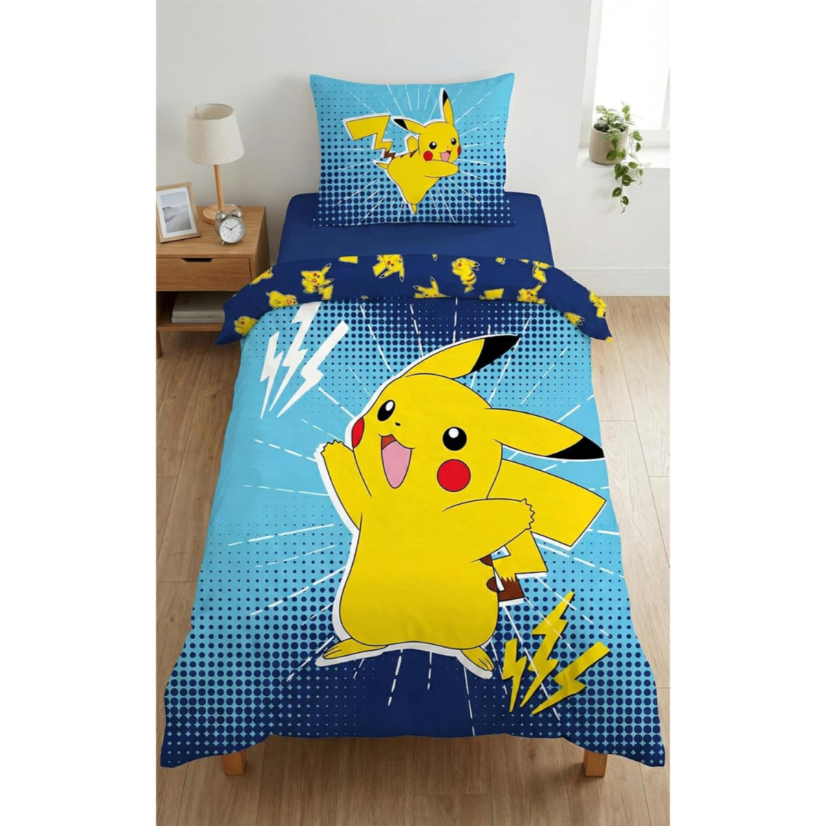 Pokémon Bettwäsche Set aus Mikrofaser Bettdeckenbezug 140 × 200 cm mit 70 × 90 cm Kissenbezug