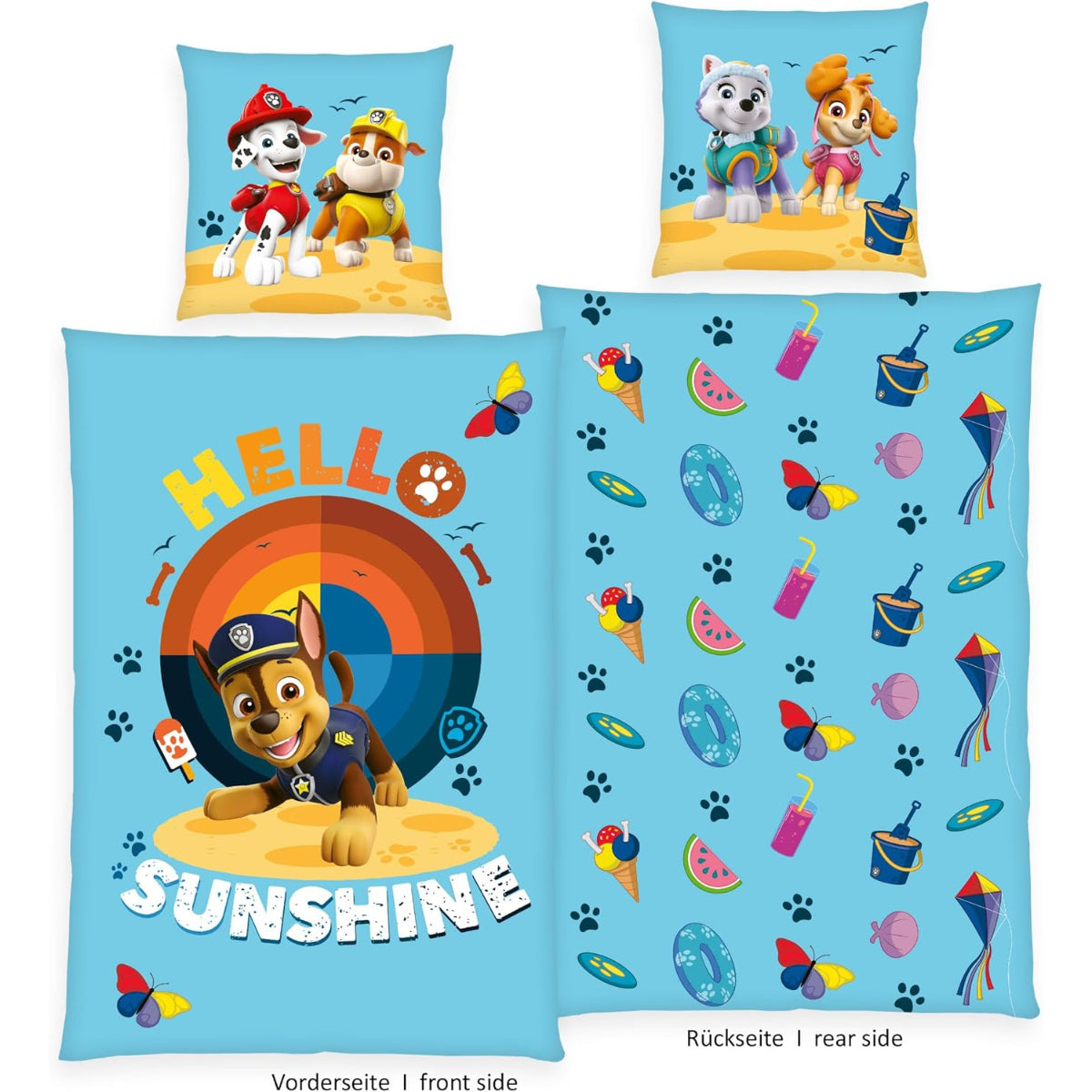 Paw Patrol Bettwäsche 135 x 200 cm Baumwolle Kinder Bettset 2 teilig Wendemotiv