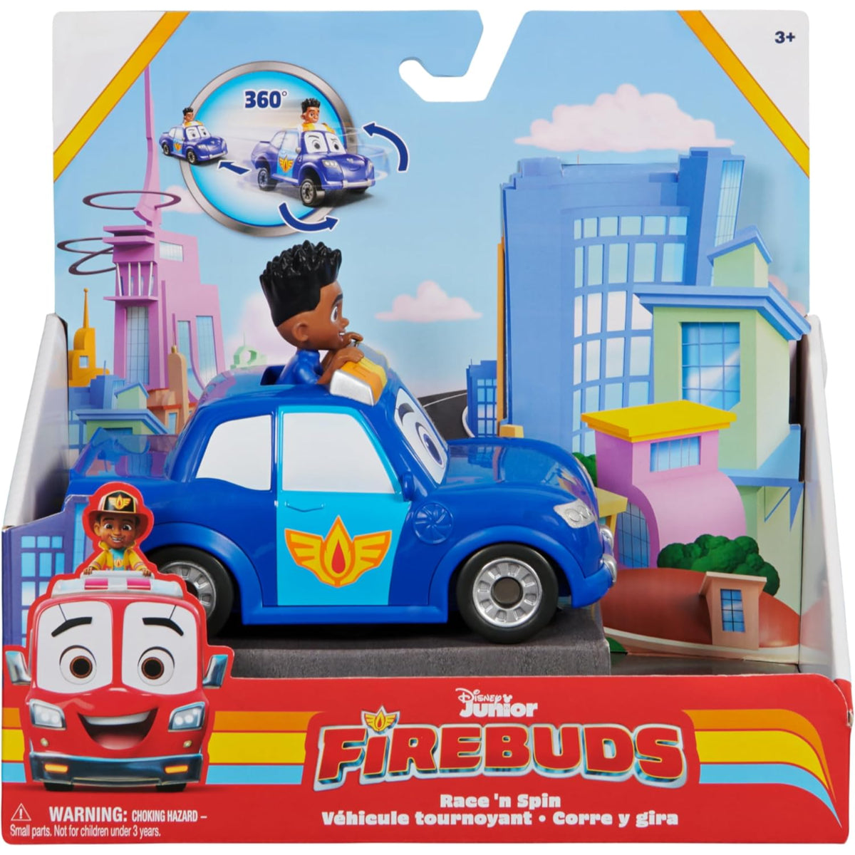 Disney Junior Firebuds Jayden und Kolben Polizeiauto mit Rückziehfunktion