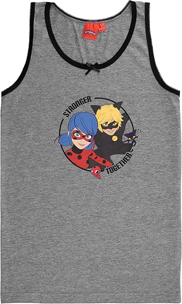 United Labels Miraculous Unterhemd für Mädchen - Ladybug Kinder Tank Top Hemdchen Unterwäsche Weiß/Grau