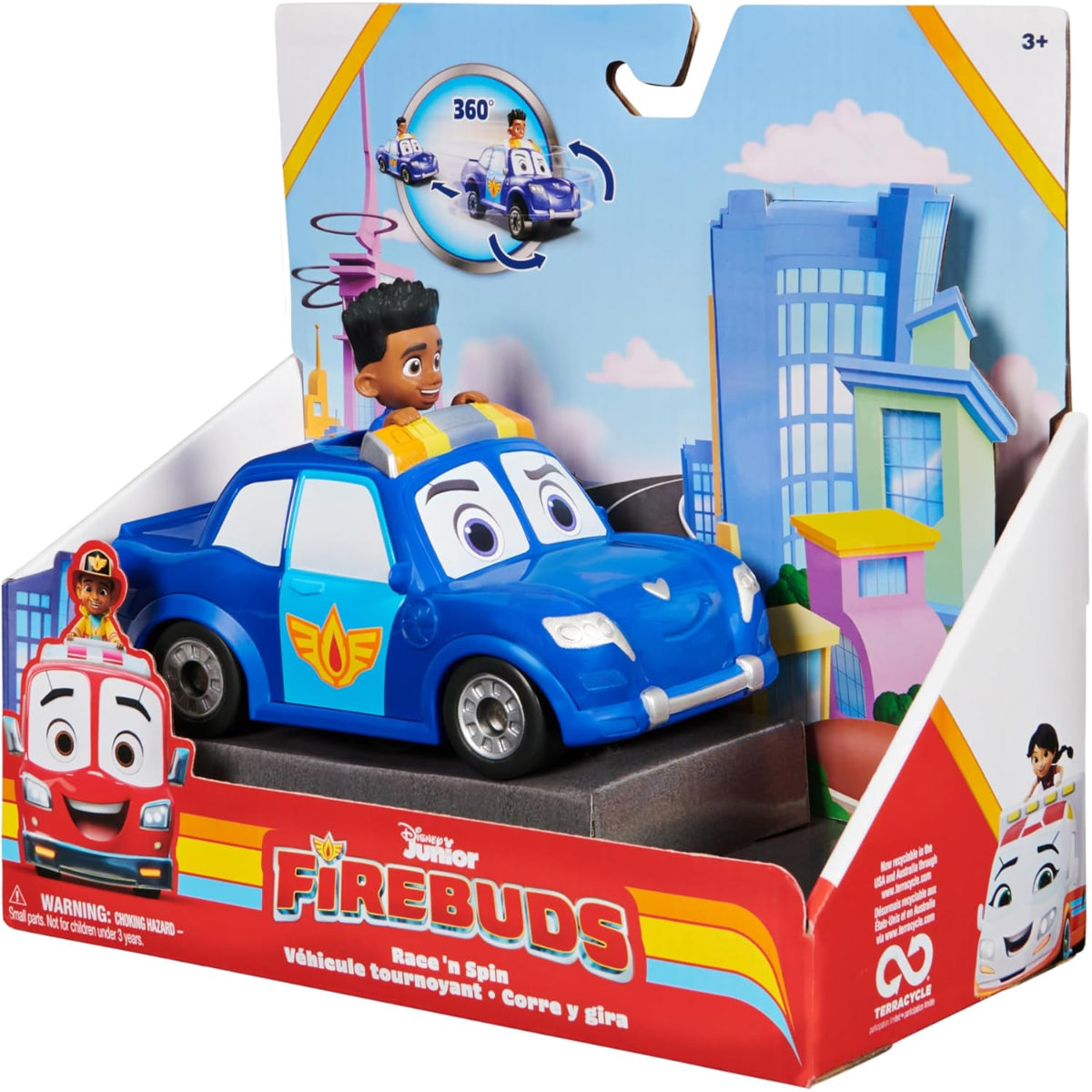 Disney Junior Firebuds Jayden und Kolben Polizeiauto mit Rückziehfunktion