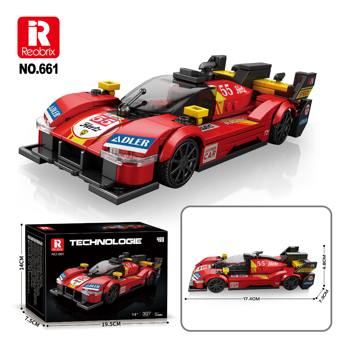 Reobrix 661 Hypercar Klemmbaustein Rennwagen 307 Teile ab 14