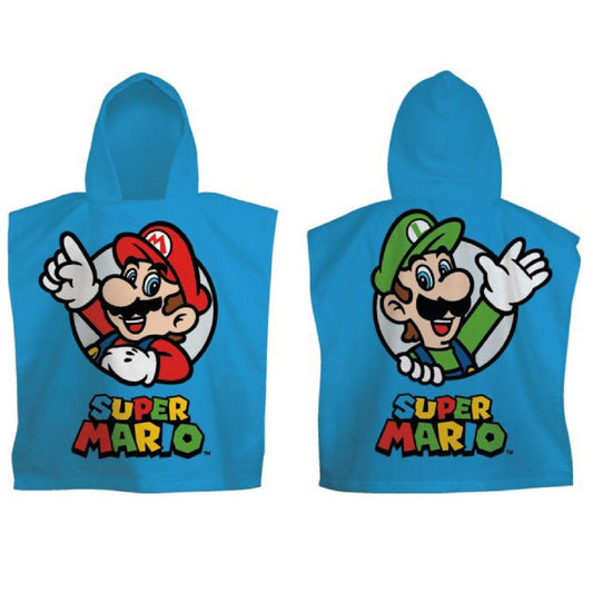 Super Mario 100 x 50 cm Mikrofaser Bade Poncho für Jungen und Mädchen ab 3 Jahren