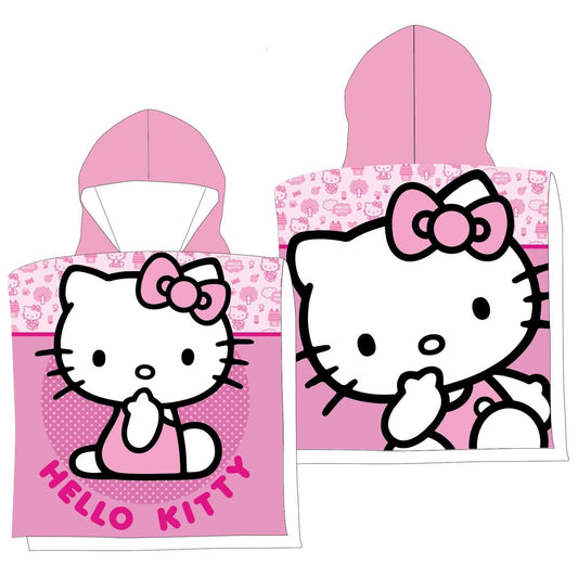 Hello Kitty Kapuzenponcho – Weicher Badeponcho & Strandhandtuch für Mädchen