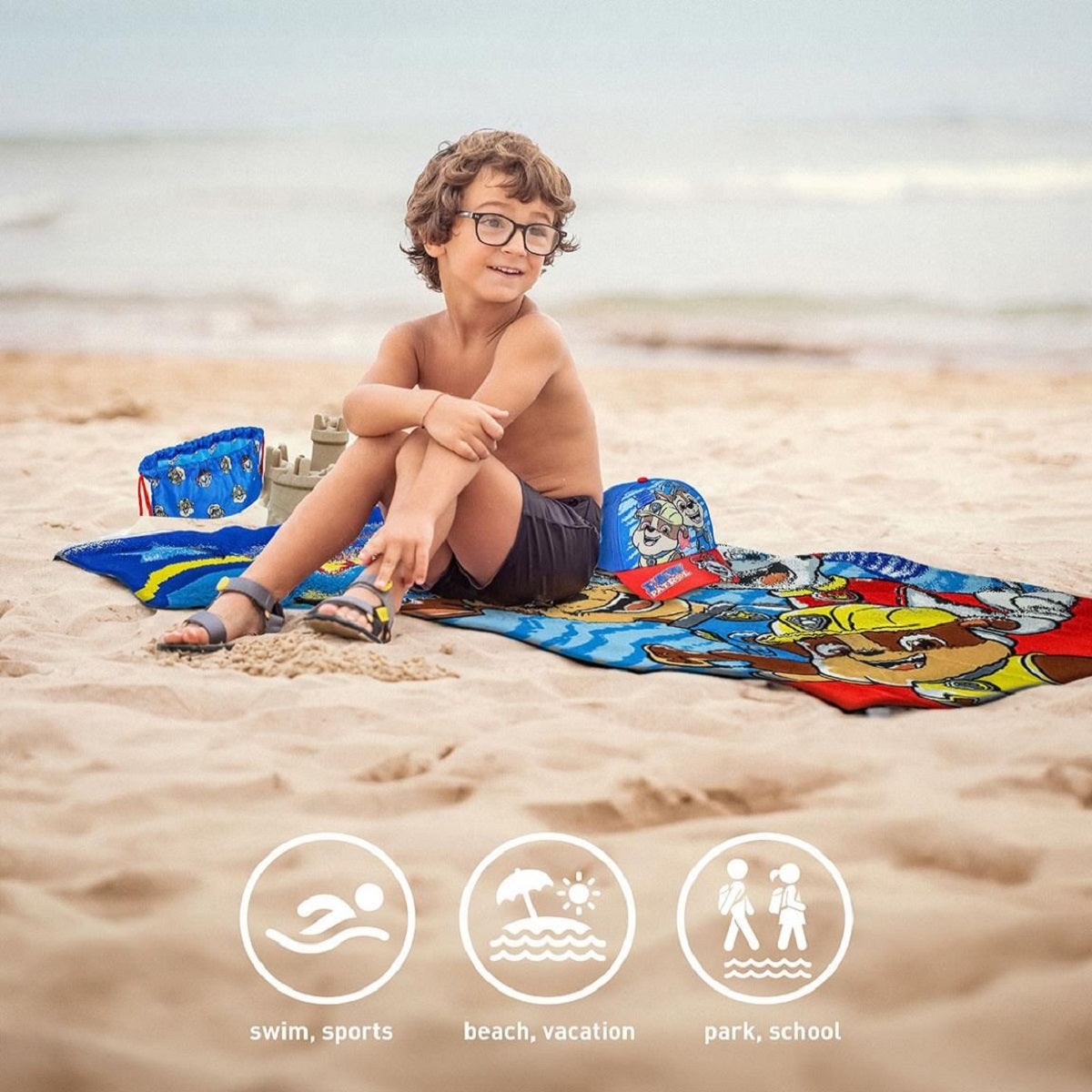 Paw Patrol Sommerset Strandtuch Kappe und Tasche für Fans von Paw Patrol