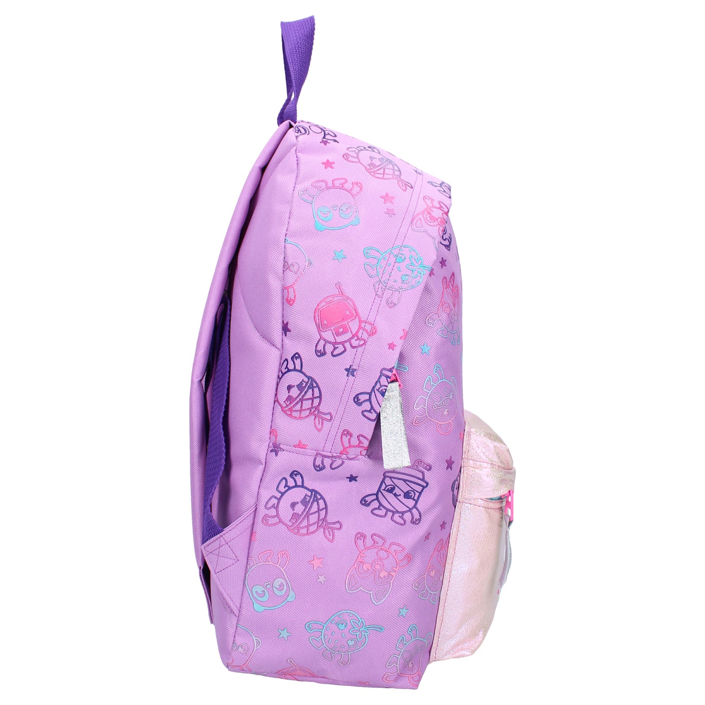 Piñata Smashlings Kinder Rucksack lila – Holografische Vordertasche, 11,5 L Volumen