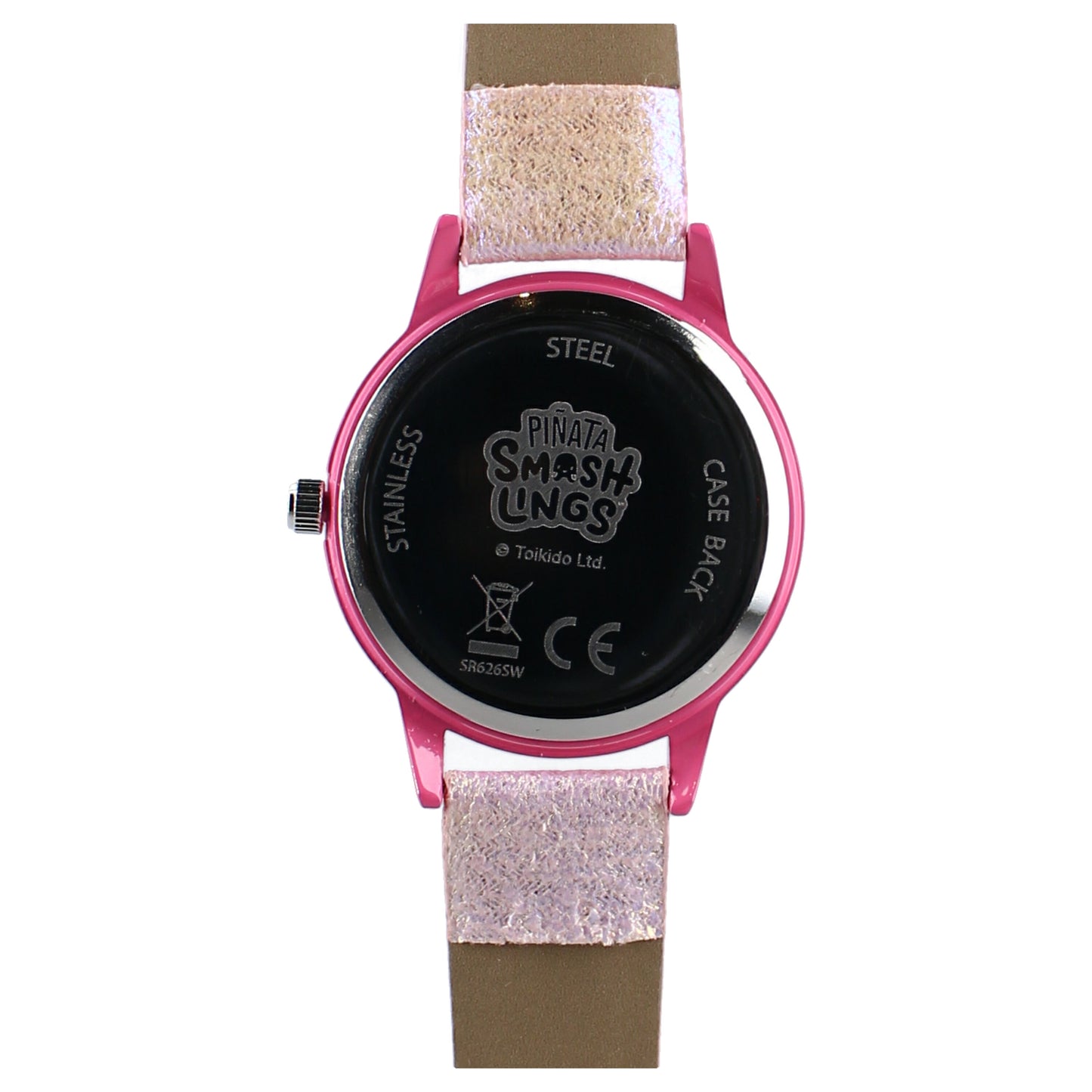 Piñata Smashlings Kinder-Armbanduhr – Rosa Uhr mit Glitzerarmband & Figurenmotiv