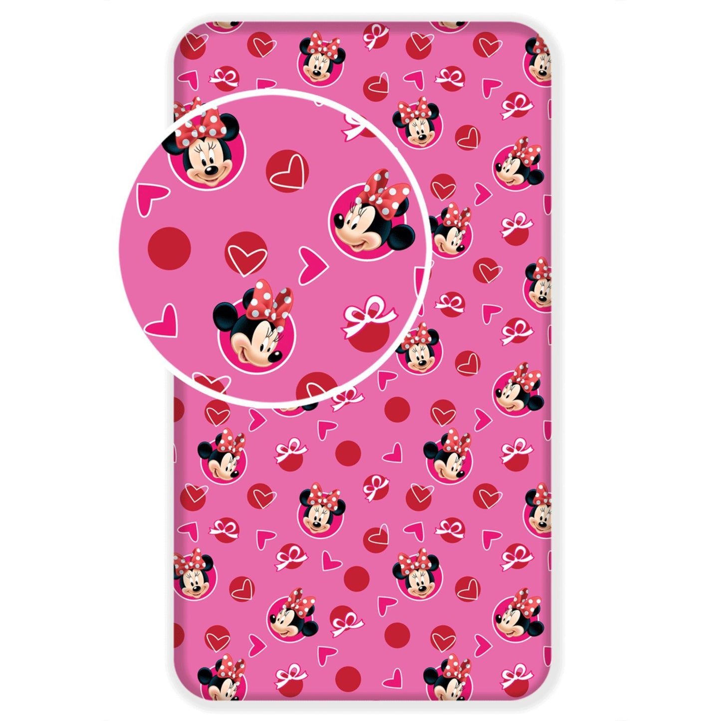 Disney Minnie Mouse Spannbetttuch – Baumwollbettlaken für Kinderbett (90x200+25 cm)