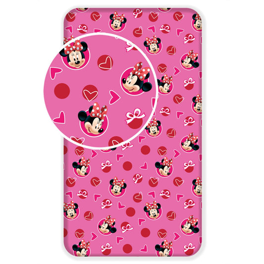 Disney Minnie Mouse Spannbetttuch – Baumwollbettlaken für Kinderbett (90x200+25 cm)