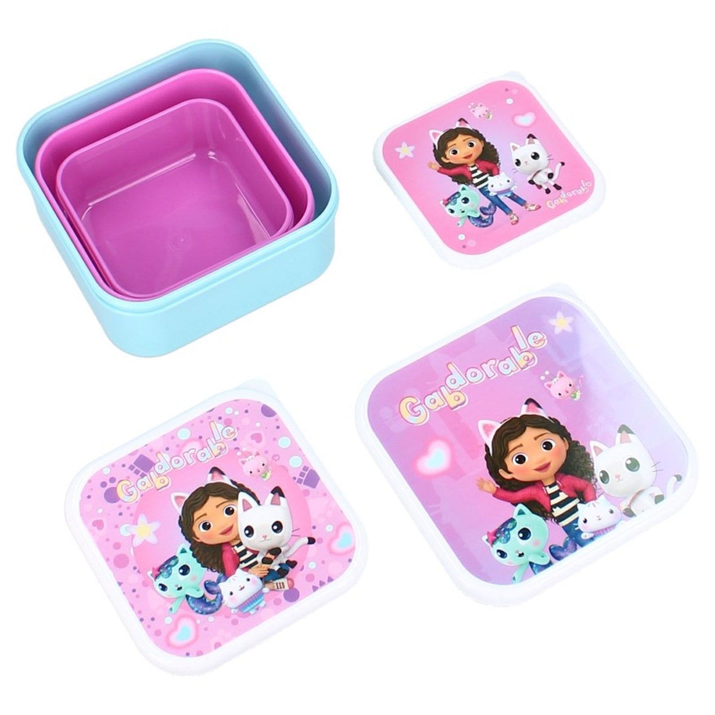 Gabby's Dollhouse Lunchbox 3in1 Brotdose für Kinder ideal für Schule und Ausflüge