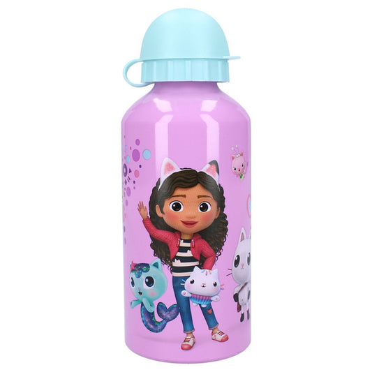 Gabby's Dollhouse Trinkflasche 400 ml Aluminium für Kinder ideal für Schule und Ausflüge