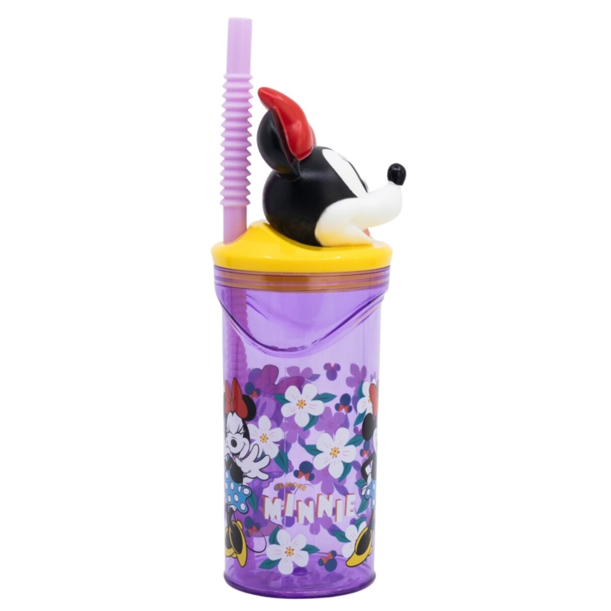 Disney Minnie Mouse Becher 3D Kindertrinkbecher 360 ml mit Strohhalm & Figurdeckel