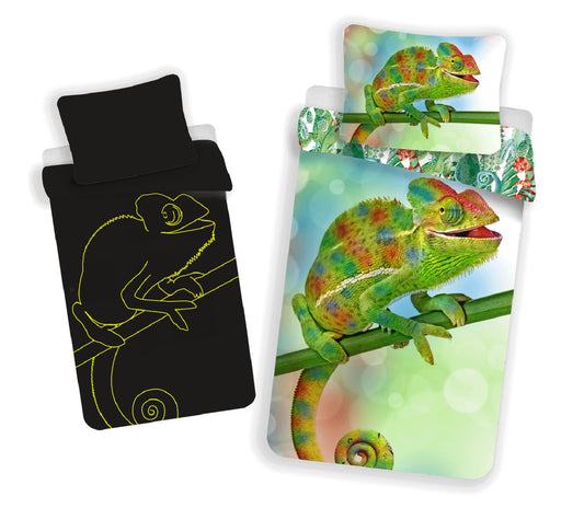 Chameleon Baumwoll-Bettwäsche 140x200 cm – Weiches Bettbezug Set mit Kissenbezug 70x90 cm, pflegeleicht & langlebig
