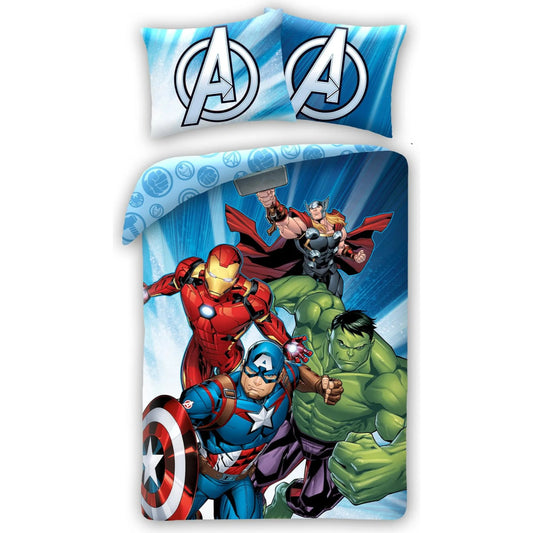 Marvel Avengers Bettwäsche Set aus Baumwolle Bettdeckenbezug 140 × 200 cm mit 70 × 90 cm Kissenbezug