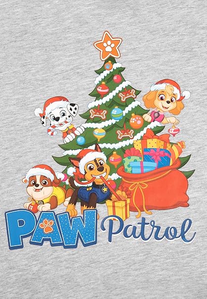 Paw Patrol Schlafanzug für Jungen - Christmas Kinder Winter Pyjama Set Weihnachten Langarm mit Hose Grau/Blau