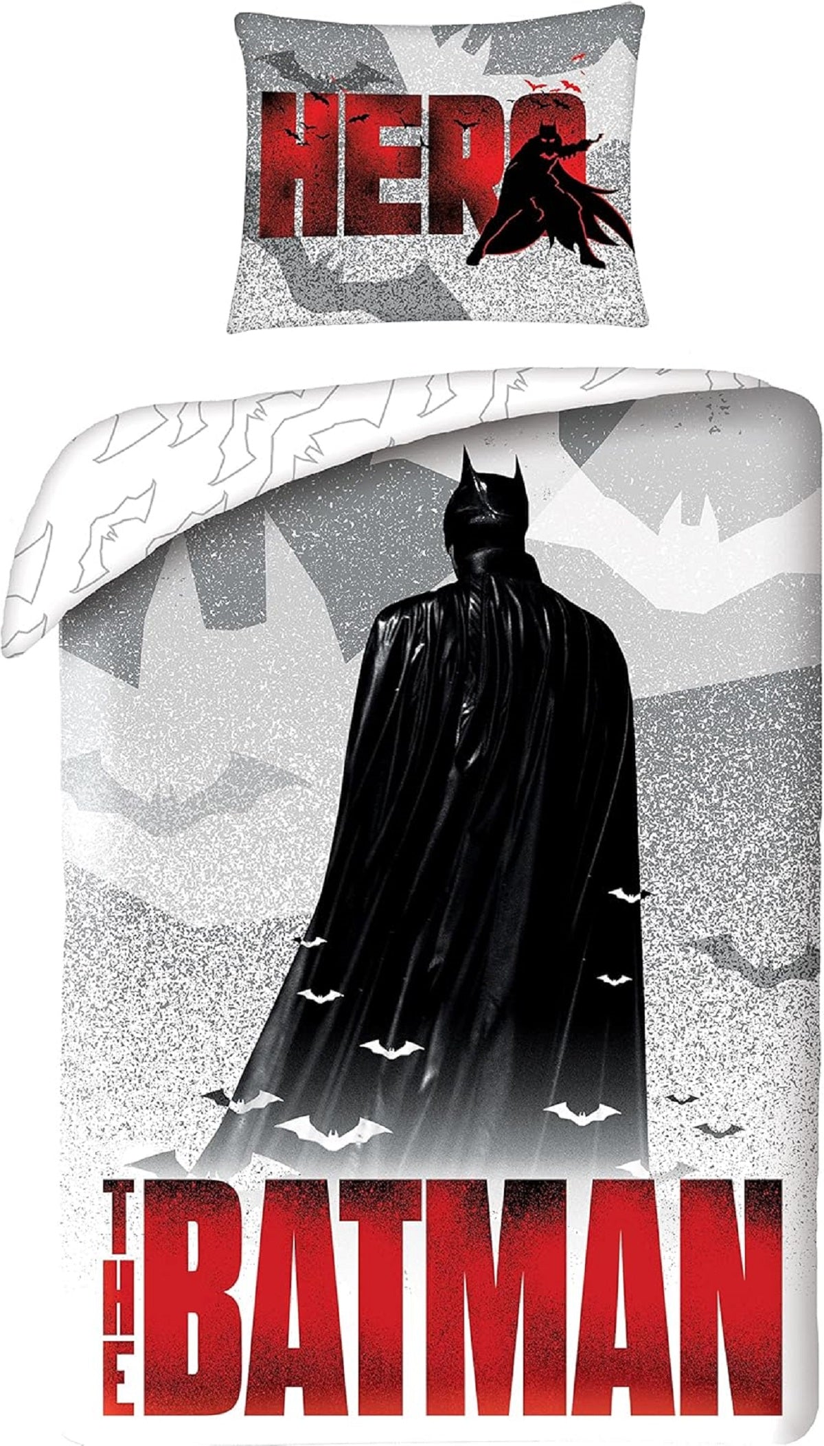 Batman Bettwäsche Set aus Baumwolle Bettdeckenbezug 140 × 200 cm mit 70 × 90 cm Kissenbezug