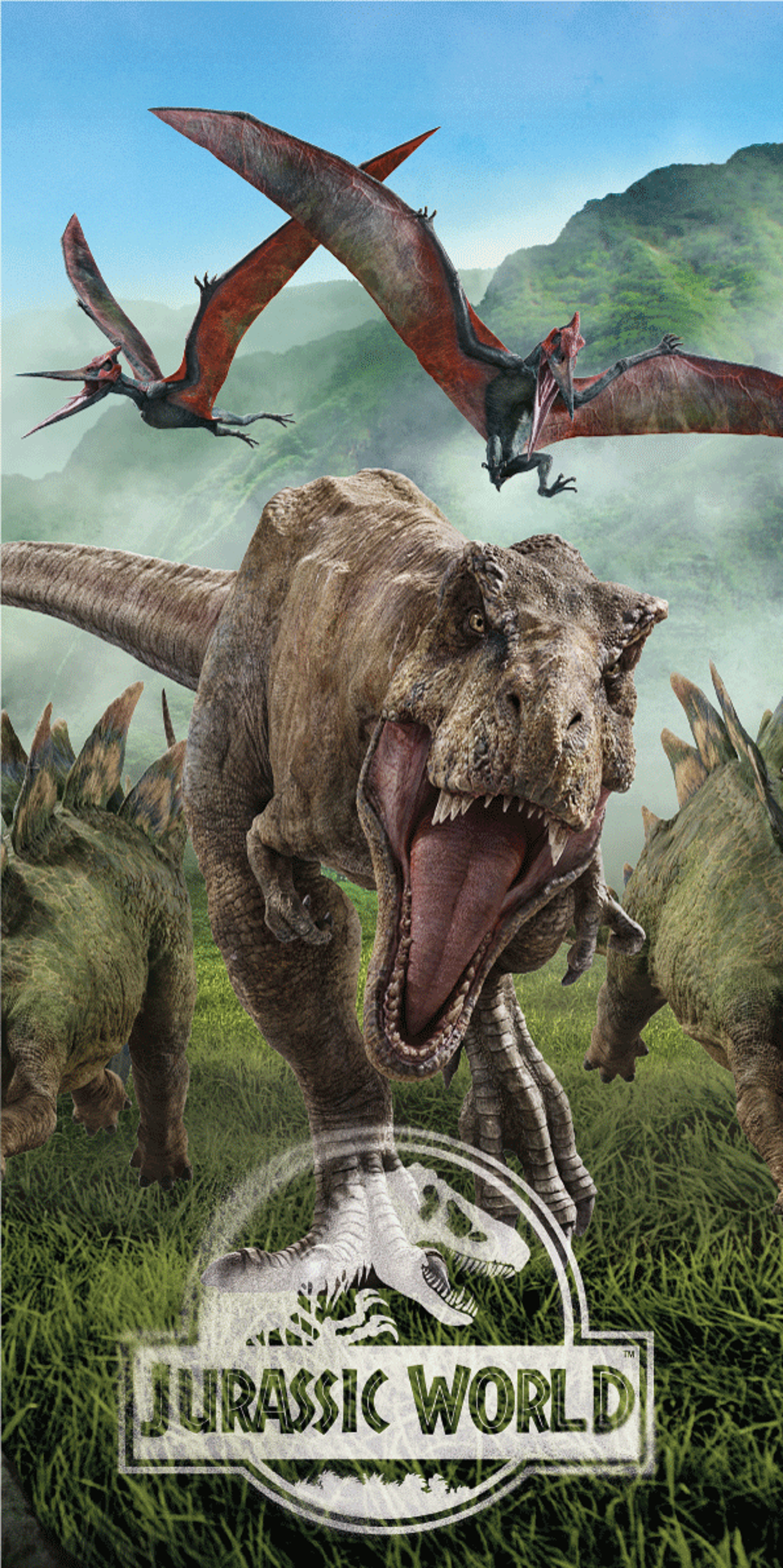 Jurassic World Baumwolle Strandtuch Frottee Badetuch mit Premium Druck, 70x140 cm