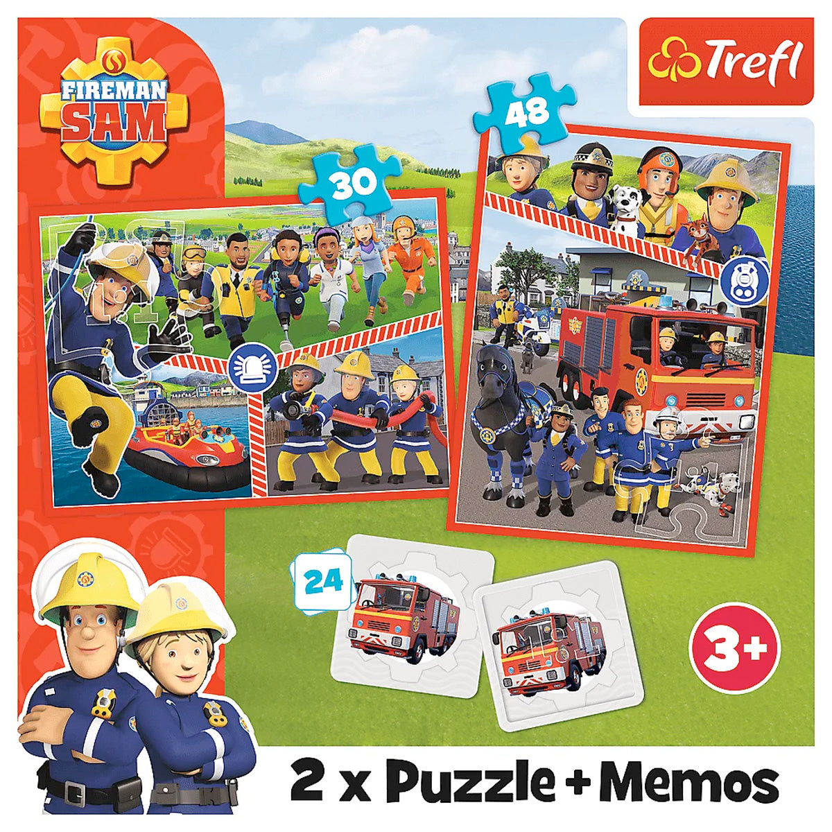 Feuerwehrmann Sam Puzzle- und Memo-Set für Kinder – 2 Puzzles + 24 Memo-Karten