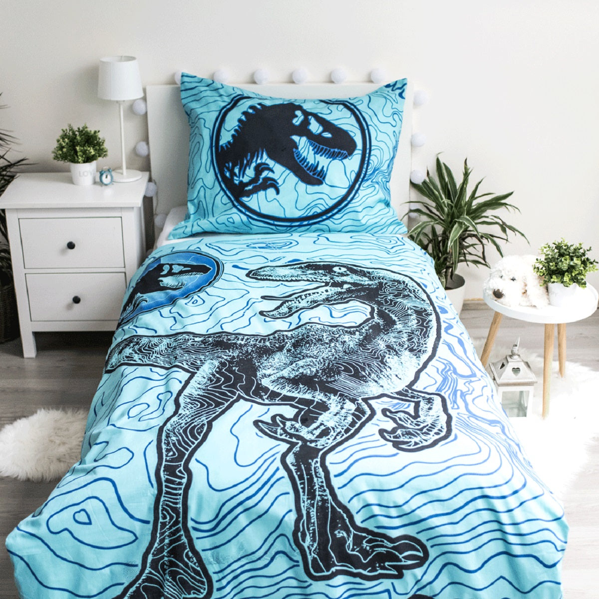 Jurassic World Kuschelige Bettwäsche mit Glow Effect Baumwolle, 140x200 cm & 70x90 cm
