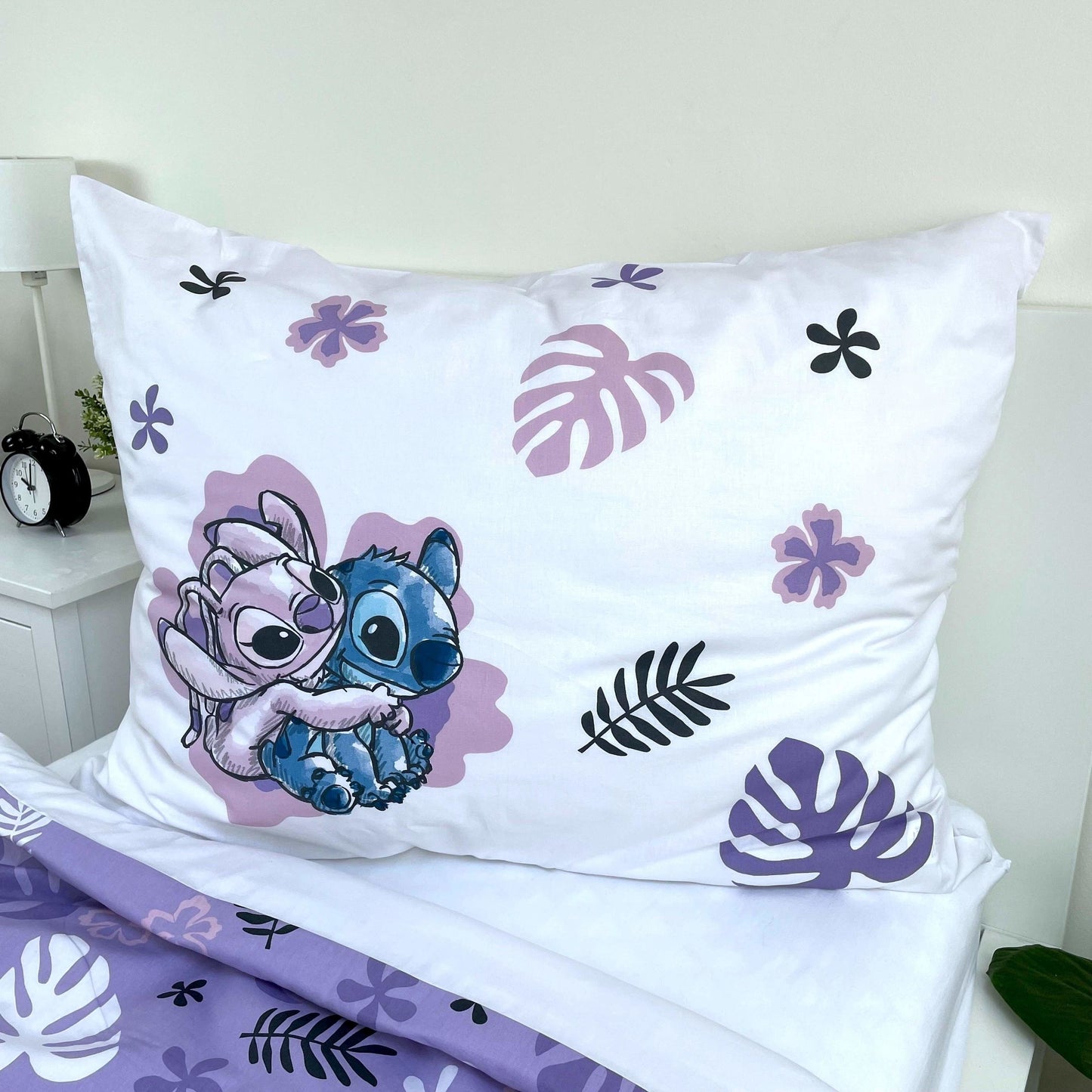 Lilo & Stitch Baumwoll-Bettwäsche 140x200 cm Deckenbezug + 70x90 cm Kissenbezug mit Reißverschluss