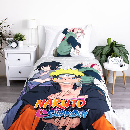 Naruto Baumwoll-Bettwäsche 140x200 cm Deckenbezug + 70x90 cm Kissenbezug mit Reißverschluss