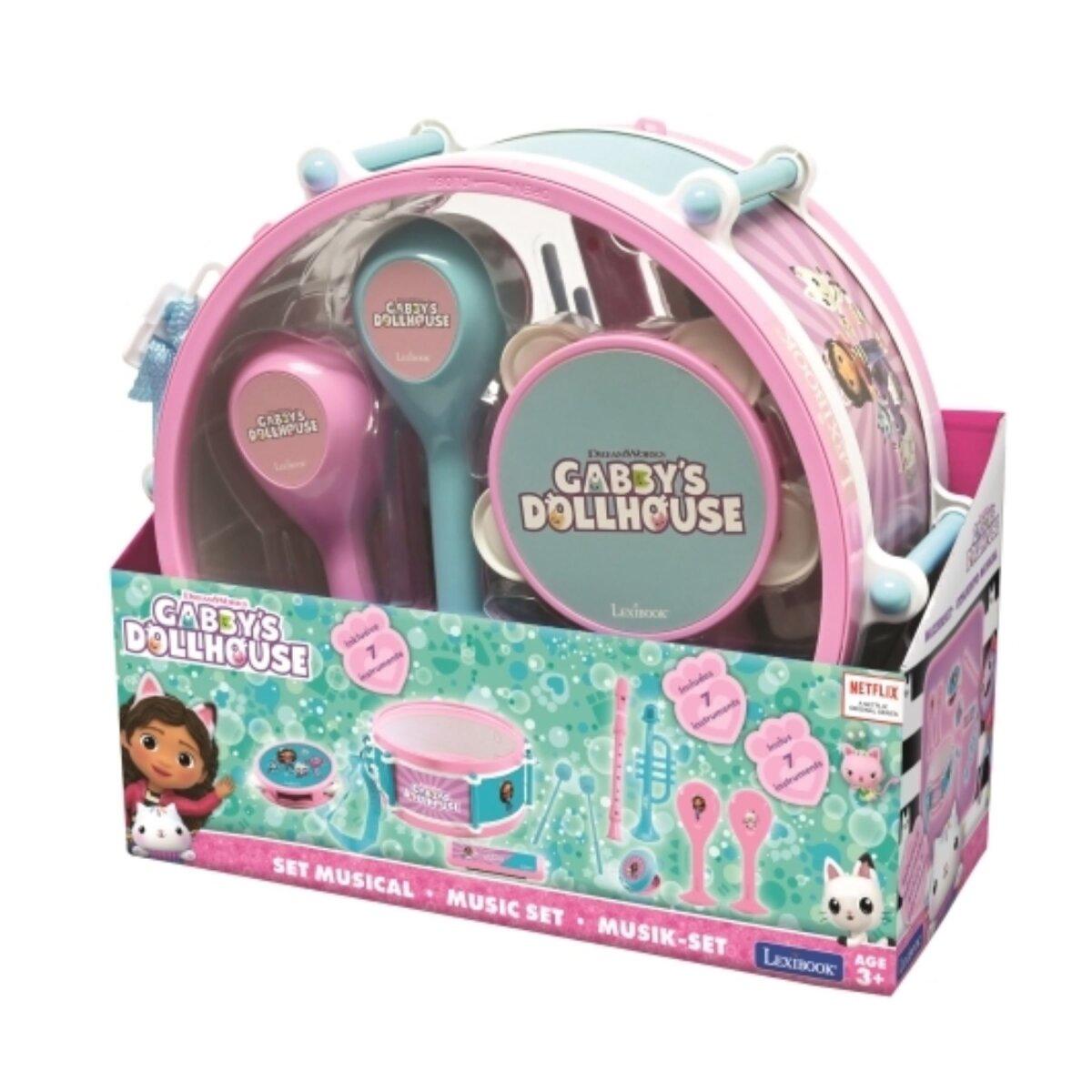 Gabby's Dollhouse Musikset mit 7 Instrumenten – Trommel, Maracas, Flöte und mehr, ideal für Kinder