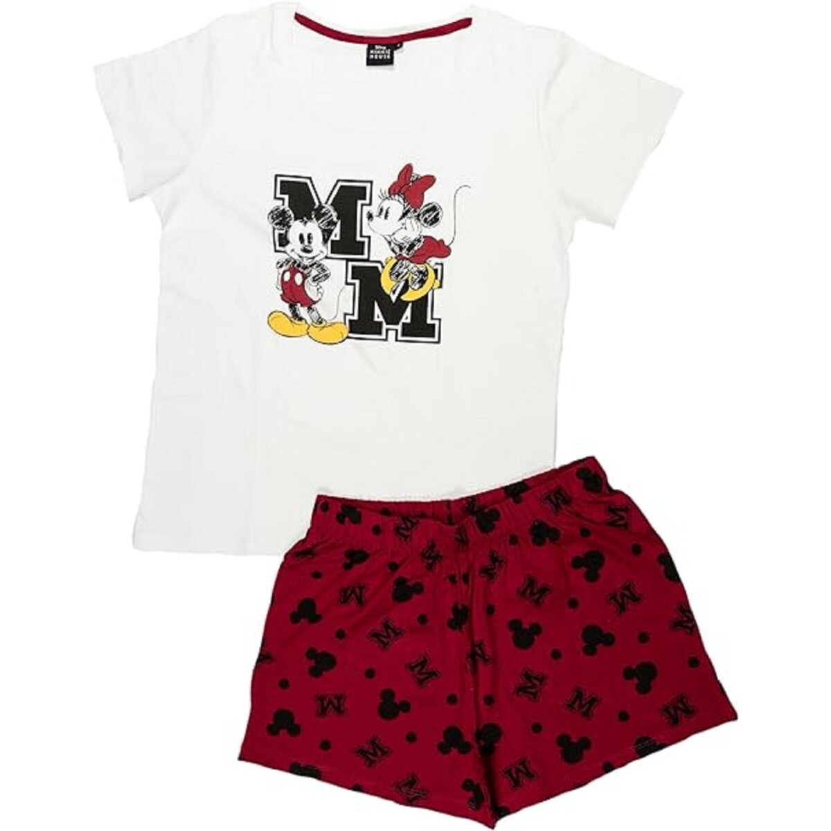 Disney Minnie Mouse Damen Schlafanzug Baumwolle Ärmellos Pyjama Set mit Tanktop und Shorts
