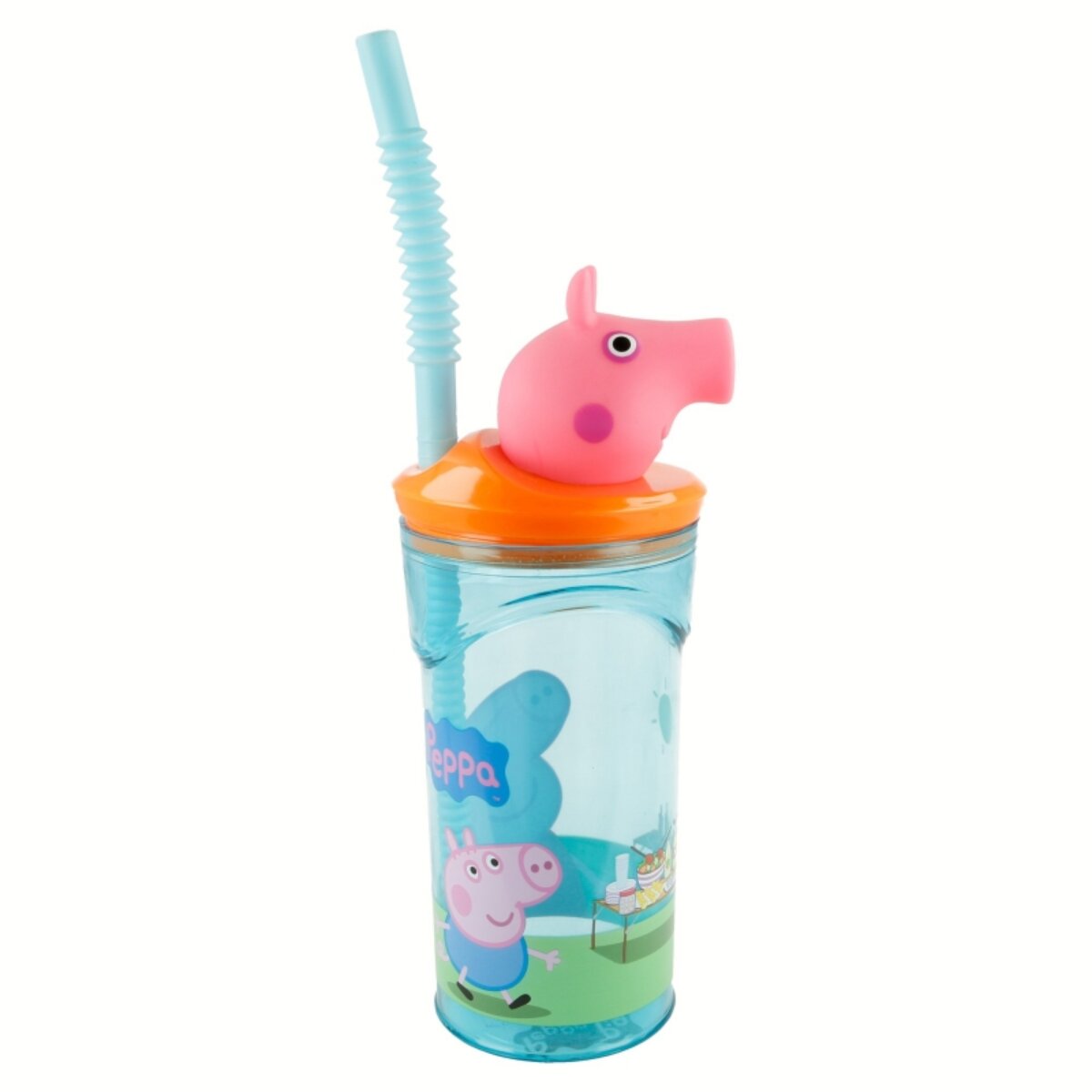 Stor Peppa Pig Trinkbecher – 3D Kinderbecher & Strohhalmbecher 360 ml